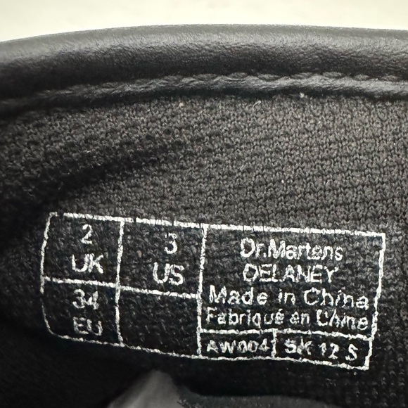 Dr Martens Delaney Black Leather Lace Up Combat Boots Kids Size 3 - Picture 13 of 14